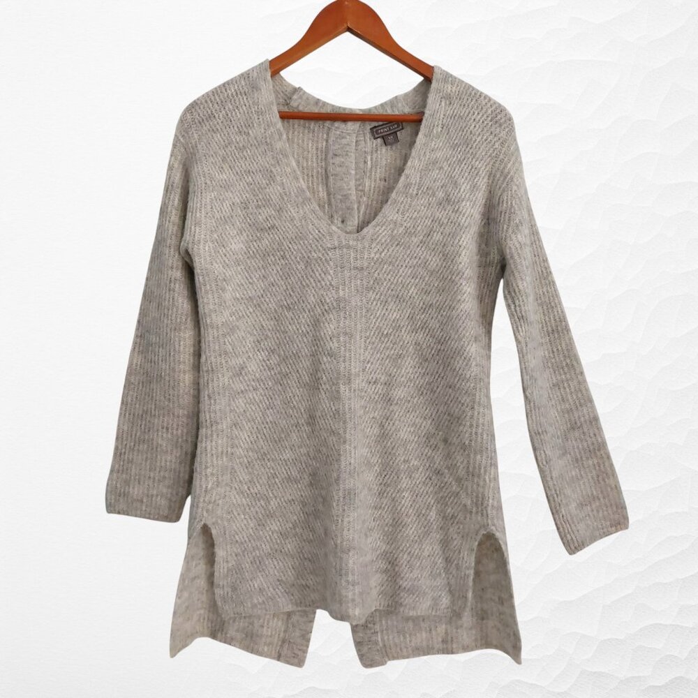 Point Sur Alpaca Blend Sweater XS Gray Button Back V-Neck Like New Relaxed Fit - Picture 2 of 9